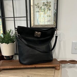 Chic Black Shoulder Bag with Silver Accents